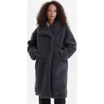 Dámský kabát Orsay Dámské Tmavě šedý dámský kabát z umělé kožešiny ORSAY Šedá 40 (2966590)
