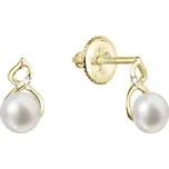 EVOLUTION GROUP CZ Zlaté 14 karátové náušnice s říční perlou a brilianty - 91PB00042
