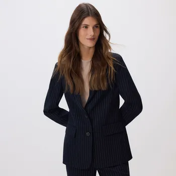 Reserved - Jednořadý blejzr s příměsí viskózy - tmavomodrá - YS462-59X - YS462-59X-XS