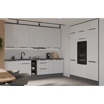 Kuchyňská linka Kuchyňská linka ARIA, sestava A 6, 300/ 180 cm, 16 skříněk, bílá/antracit