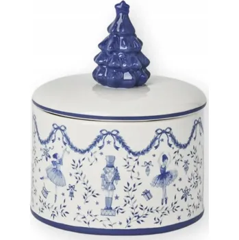 Obraz Nádoba s vánočním stromkem, modrá, 19x15.6 cm