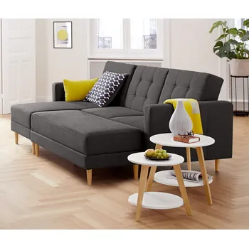 Pohovka 353493 - Tchibo - Rohová pohovka s pružinovým jádrem a úložnou lavicí - barva: šedá