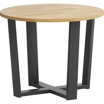 Konferenční stolek Kulatý konferenční stolek s dřevěnou deskou - Černá