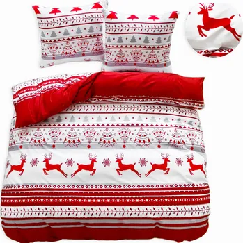 Povlečení VÁNOČNÍ LŮŽKOVÉ POVLEČENÍ 160x200 BAVLNA SATÉN GierekHoff SADA 3 DÍLŮ SANTA CLAUS