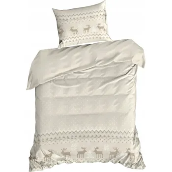 Povlečení Povlečení vánoční 140x200 cm bavlněné béžové Eurofirany