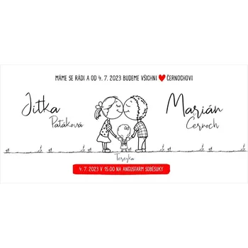 Svatební dekorace Svatební oznámení 220 – Kreslená rodinka