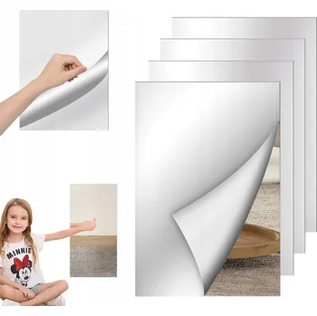 Zrcadlo SAMOLEPICÍ ZRCADLO SKLENĚNÉ 40X30CM 4 KUSY DO DOMÁCNOSTI I KANCELÁŘE