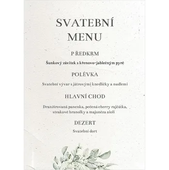 Svatební dekorace Svatební menu 347