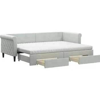 Pohovka Rozkládací pohovka s funkcí lůžka 2v1 světle šedá 229 x 90 x 68 cm