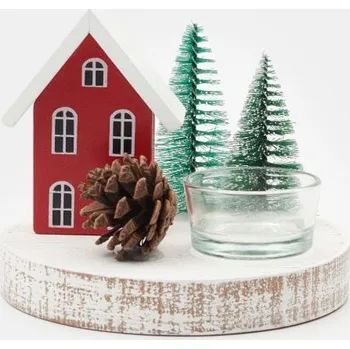 Vánoční dekorace Sinsay - Vánoční svícen ve tvaru domečku - červená - 724GF-33X - 724GF-33X-ONE