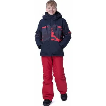 CHLAPECKÁ ZIMNÍ LYŽAŘSKÁ BUNDA - TMAVĚ MODRÁ S ČERVENOU B3340 Velikost: 164, Barva: Tmavě modrá/ červená