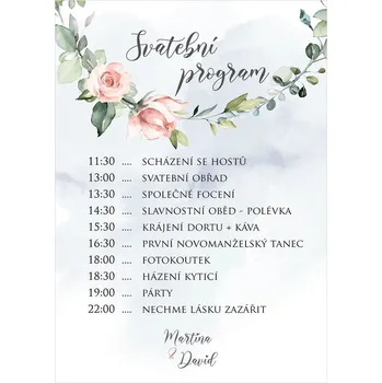 Svatební dekorace Svatební harmonogram 271