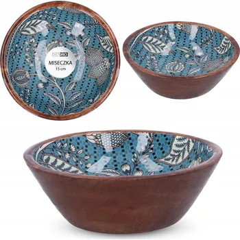 Miseczka na pochutiny, ovoce, salát 15 cm, dřevěná, mango, dekorativní se vzorem