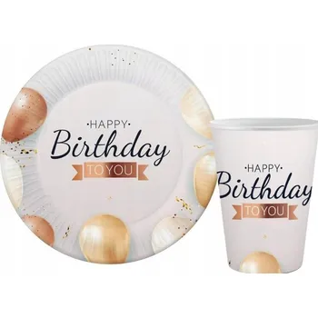 Party nádobí SADA NAROZENINOVÝCH TALÍŘKŮ A KELÍMKŮ HAPPY BIRTHDAY - PRO OSLAVU A PÁRTY