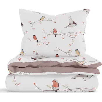 Povlečení MKLuzkoviny.cz Bavlněné povlečení Renforcé - Ptáčci 140 x 200, 70 x 90 cm nitěné knoflíky