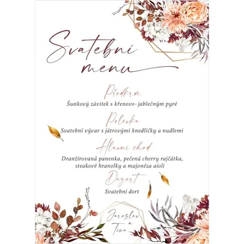 Svatební dekorace Svatební menu 249