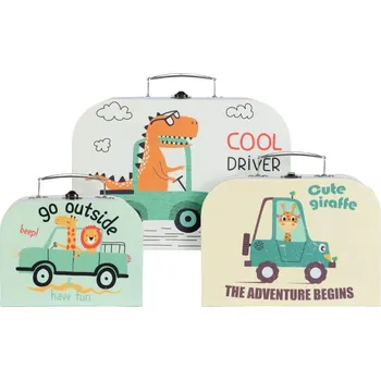 Úložný box Sada 3 kusů dětských kufříků – zvířátka na cestách