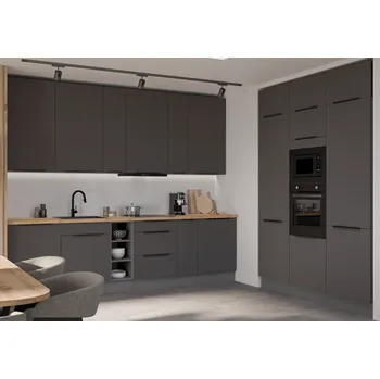 Kuchyňská linka Kuchyňská linka ARIA, sestava E 6 (ZM), 300/180 cm, 18 skříněk, grafit/antracit