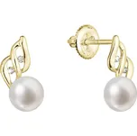 EVOLUTION GROUP CZ Zlaté 14 karátové náušnice s říční perlou a brilianty - 91PB00043