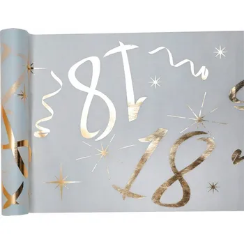 ubrus OZDOBNÝ běhoun organza UBRUS na stůl 18. NAROZENINY 5 m