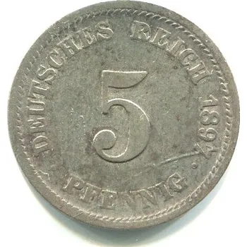 NĚMECKO. 5 Pfennig 1897/D.