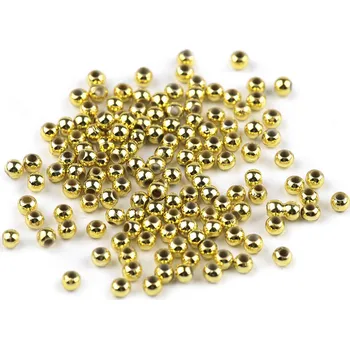 Dětské navlékací korálky Plastové voskové korálky / perly Glance Ø3 mm, malé, 3 zlatá