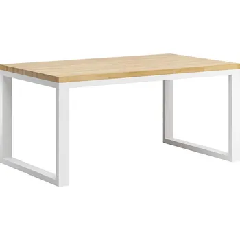 Zahradní stůl Průmyslový stůl "loftová kuchyně" s dubovou deskou pro 6 nebo 8 osob - Bílá