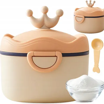 Příbor Nádoba na SUŠENÉ MLÉKO pro děti KRABIČKA + lžička, přenosná, 330 ml