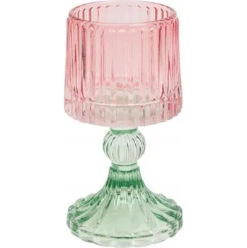 Svícen Skleněný svícen rýhovaný Kalich