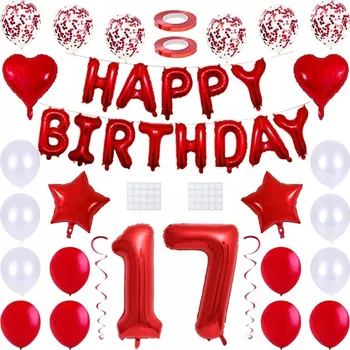 Balónek E808 Velká sada fóliových balónků HAPPY BIRTHDAY 17. narozeniny