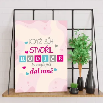 Plechová cedule Sablio Dárková cedulka Když Bůh stvořil rodiče: 30x40 cm