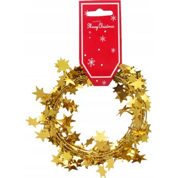 Vánoční dekorace VÁNOČNÍ ŘETĚZ HVĚZDIČKY ZLATÝ 270 cm 1 kus
