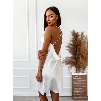 Dámské šaty Bílé lesklé šaty IZZY s tenkými ramínky