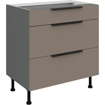 Kuchyňská skříňka 80 D 3S BB, Spodní kuchyňská zásuvková skříňka PREMIUM BOX Aria sandgrau/antracit