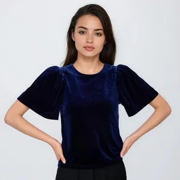 Dámské tričko Reserved - Halenka s balonovými rukávy - tmavomodrá - 579GA-59X - 579GA-59X-XXL