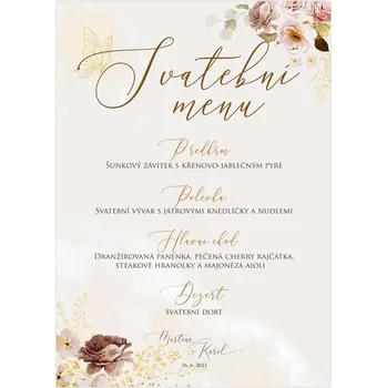 Svatební dekorace Svatební menu 277