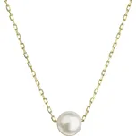 EVOLUTION GROUP CZ Zlatý 14 karátový náhrdelník žluté zlato s bílou říční perlou - 92P00027