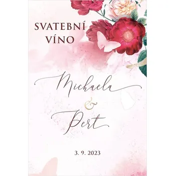 Svatební dekorace Etiketa na svatební víno 266