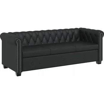 Pohovka Třímístná pohovka Chesterfield prošívaná černá 200,5x76x70 cm