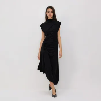 Dámské šaty Reserved - Asymetrické midi šaty - černý - 661HS-99X - 661HS-99X-M