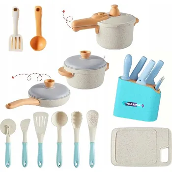 Kuchyňský nůž Kuchyňská sada pro děti – prkénko, hrnce, blok na nože, prkénko, příslušenství, 22 Dílů W057