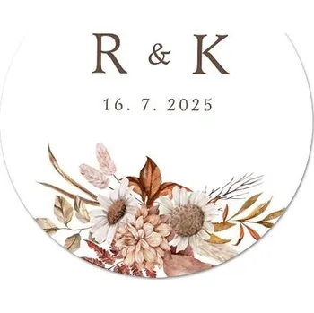 Svatební dekorace Kulatá samolepka 335