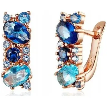 Náušnice Zlaté Náušnice 585 se zirkony , tyrkysový křišťál , růžové zlato