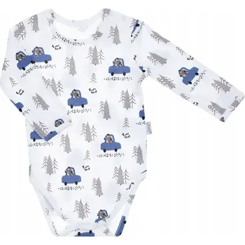 Kojenecké oblečení Chlapecké body bavlna s dlouhým rukávem, medvídek v autě Nicol, vel. 92