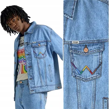 Moto oblečení Wrangler ANTI-FIT TRUCKER JACKET Pride volná džínová bunda L