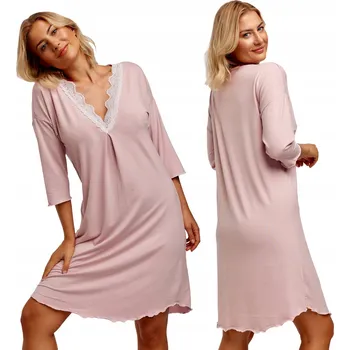 Dámská noční košile Noční Azal 3/4 růžová krajka, velikost S