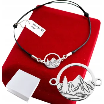 Náramek Stříbrný Pánský Náramek 925 Hory GRAVÍROVÁNÍ Šňůrka