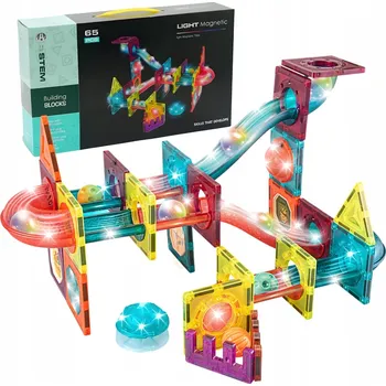 ostatní stavebnice Magnetické stavební Stavebnice - Svítící dráha pro děti, sada 65 dílů