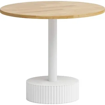 Konferenční stolek Kulatý konferenční stolek černý rýhovaný - Bílá