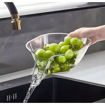 Miska na mytí zeleniny a ovoce se sítkem na cezení, odkapávací, s výpustí x2